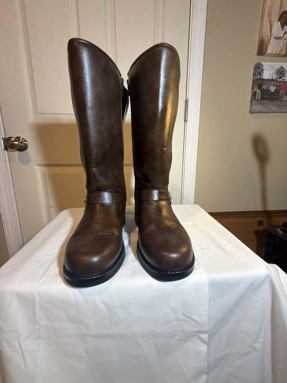 Windsor Edgy Look Under-The-Knee Moto Boots Brown